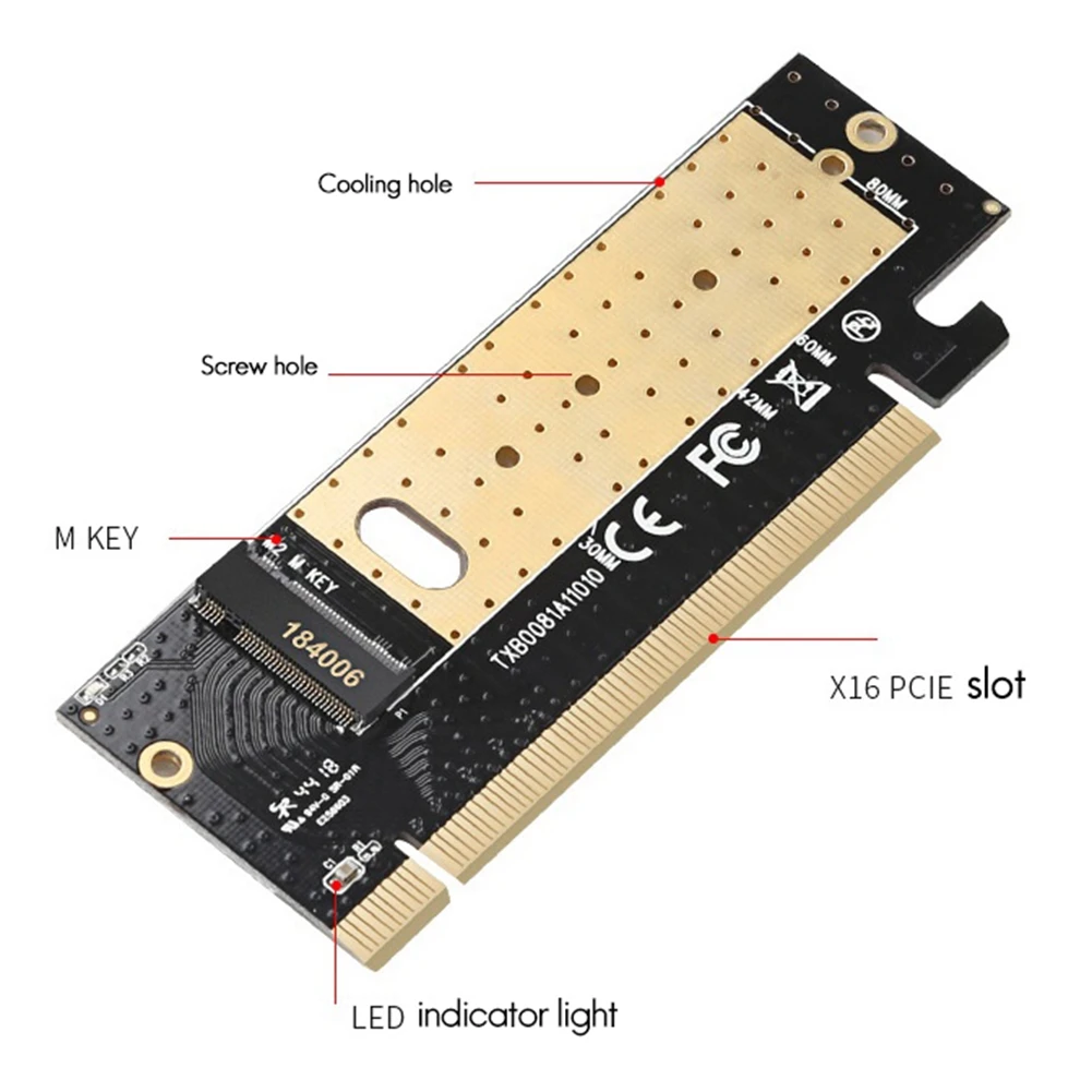 Placa adaptadora M.2 com dissipador de calor PCIE3.0 Placa de expansão de alta velocidade para computador X16 Placa adaptadora NVME de unidade de estado sólido
