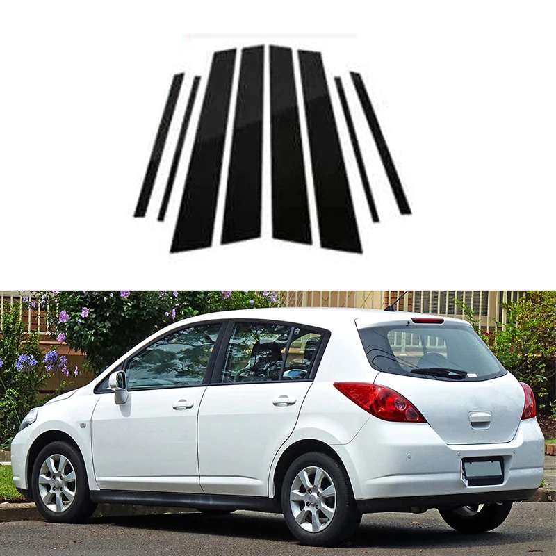 Car Pillar Posts Door Window Trim Cover Decorative Stickers Accessories for Nissan Latio Tiida Latio 5Door Hatchback 2006-2012