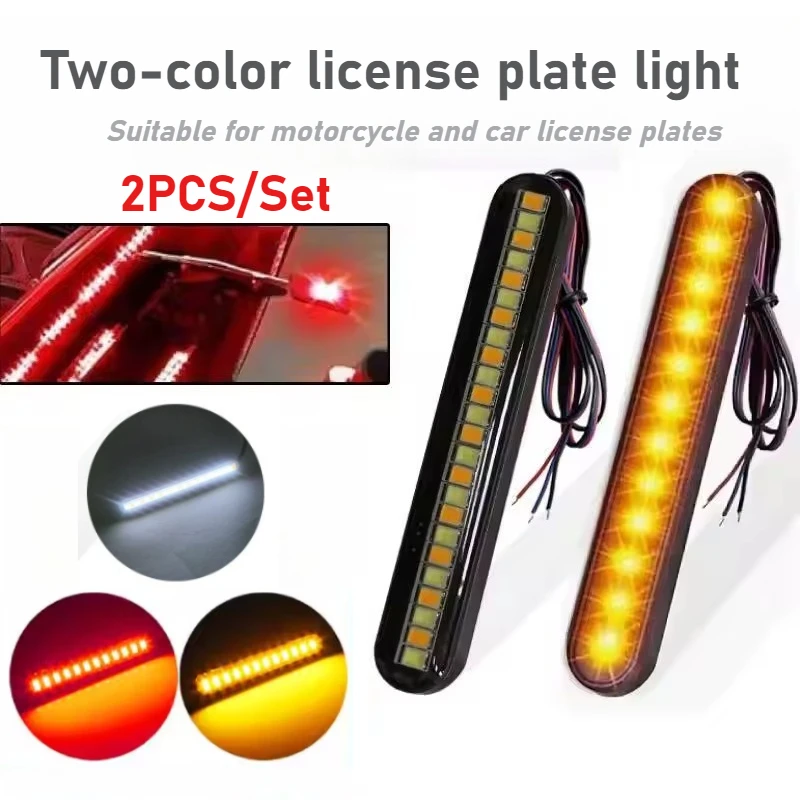 24LED Zweifarbiges Kennzeichenbeleuchtung Mini-LED-Streifen Geeignet für Motorrad Gerader Lichtstreifen Tagfahrlicht Blinker