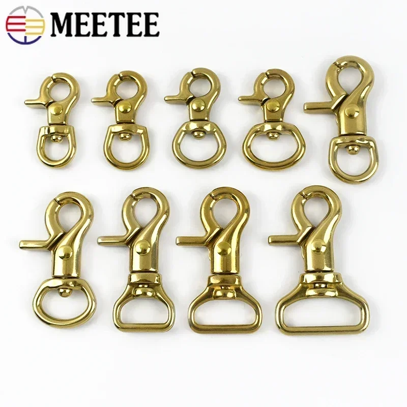 Meetee 2/5Pcs 10-25mm Metal Brass Hook Buckle Carabiner Bag Clasp Lobster Swivel Trigger Clip Dog Snap Buckles DIY Accessories