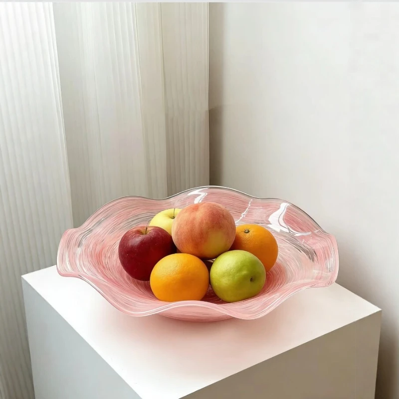 HT  Glazed glass fruit plate household living room coffee table high value ornament fruit basin decorative plate