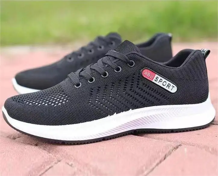 2024 Men Casual Shoes Breathable Walking Mesh Lace Up Flat Shoes Sneakers