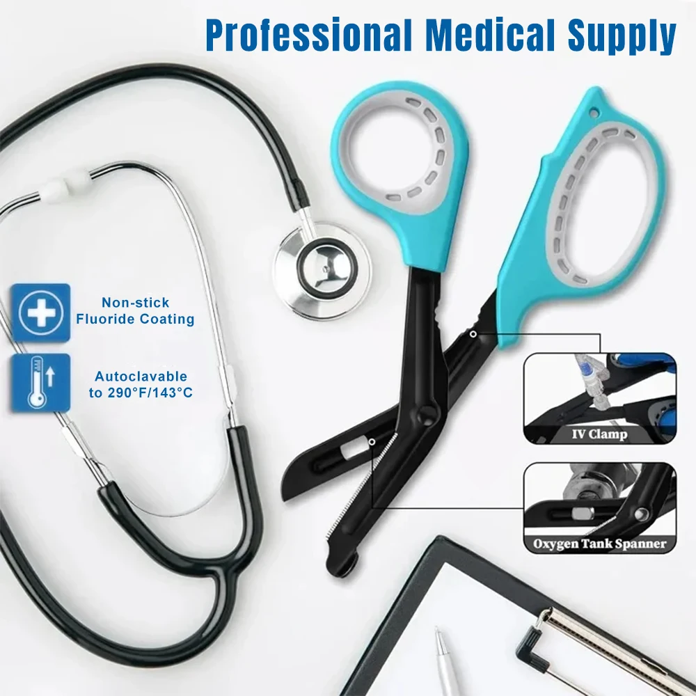 

7.5" Trauma Shears Medical Bandage Scissors Nurses Nursing EMT Students First Aid Fluoride Coated Non-stick Blades LA-AA334