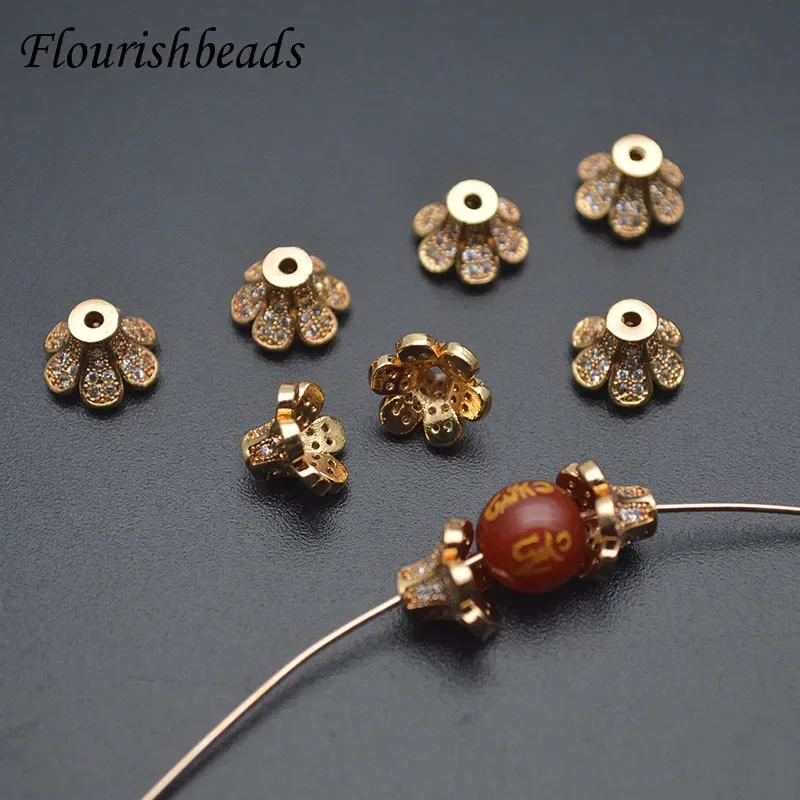 10mm Metal Copper 18k Gold Plated Flower Spacer Bead End Bead Cap for DIY Jewelry Bracelet Making Supplies 20pcs/lot