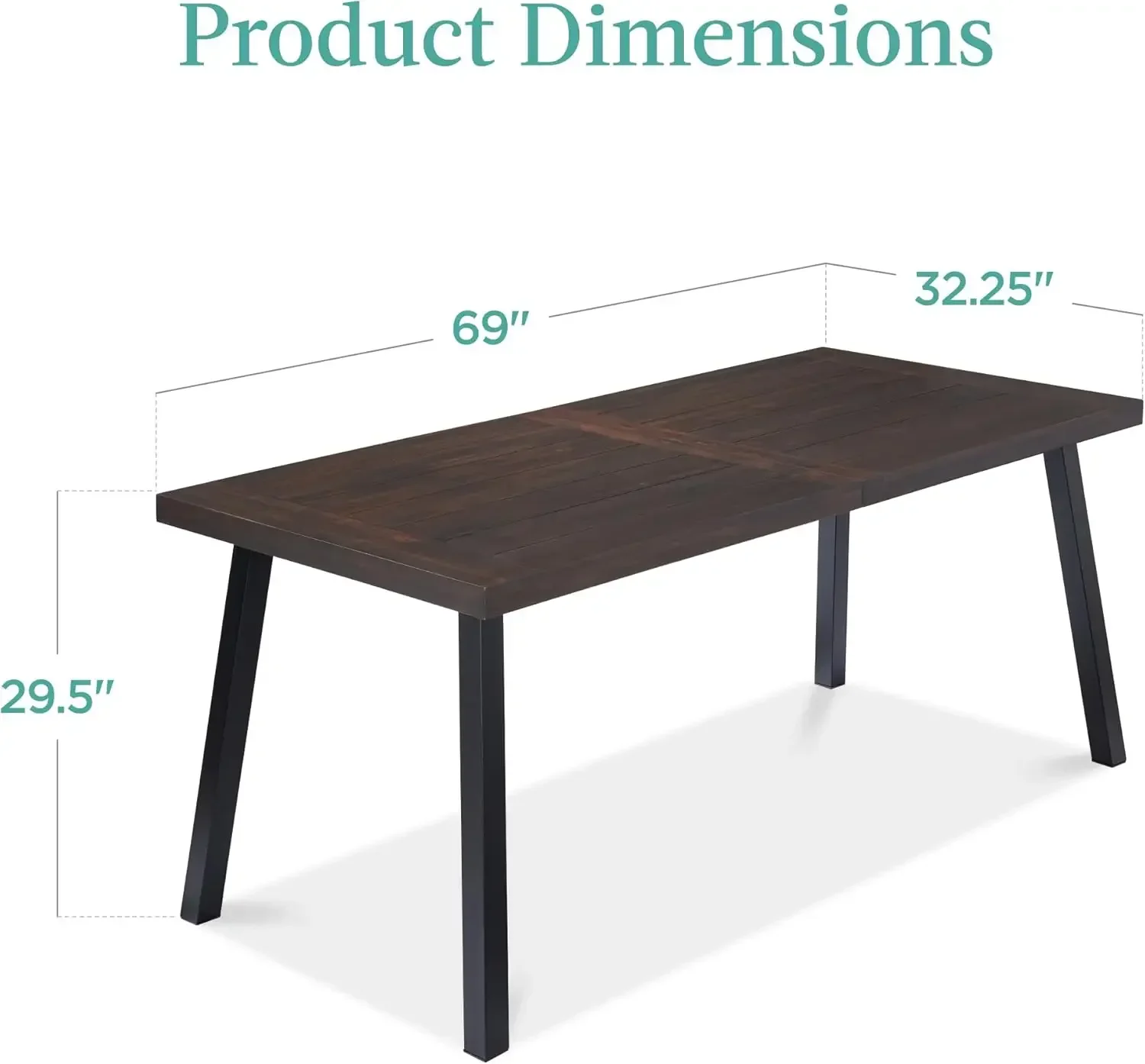 Products 6-Person Indoor Outdoor Acacia Wood Dining Table, Picnic Table w/Powder-Coated Steel, 350 Pound Capacity Legs - Espress