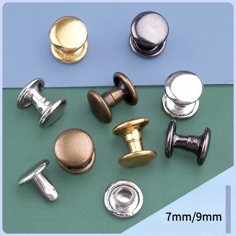 High Quality 7/9mm Metal Double Cap Round Rivet Stud For Leather Craft Belt Wallet Bag Shoe Clothes Decorative Repair