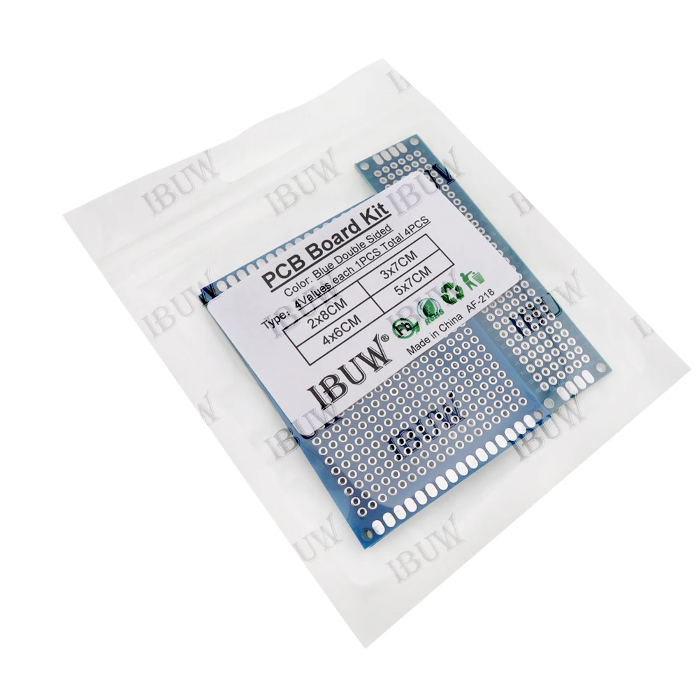 4pcs blue Assorted Size PCB Prototype Board 2x8/4x6/5x7CM Universal Breadboard for Arduino DIY Electronics kit 3x7