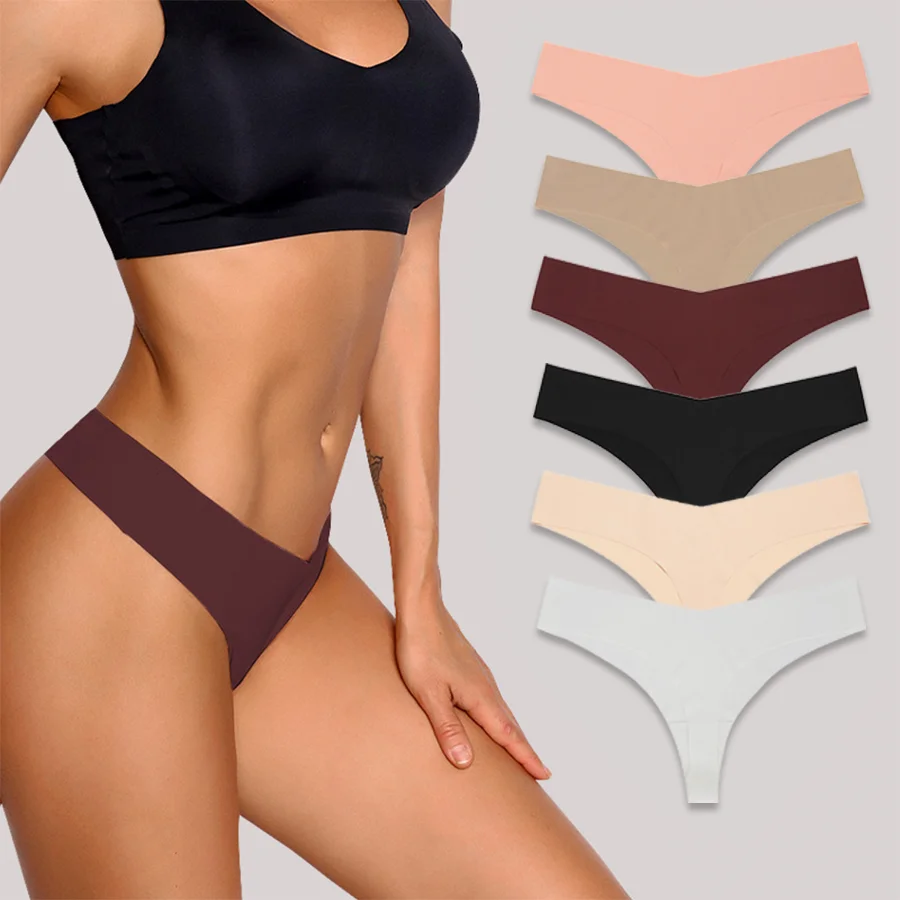 

1/3/5Pcs/Set Women Ice Silk Panties Ultra-thin Traceless Invisible Womens Seamless Thong Sexy Comfortable T-back Thongs Pack