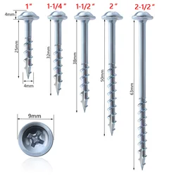 1pcs Woodworking Screws Pocket Hole Screws Zinc Coated Coarse 25-63mm Self Tapping Screw For Pocket Hole Jig System