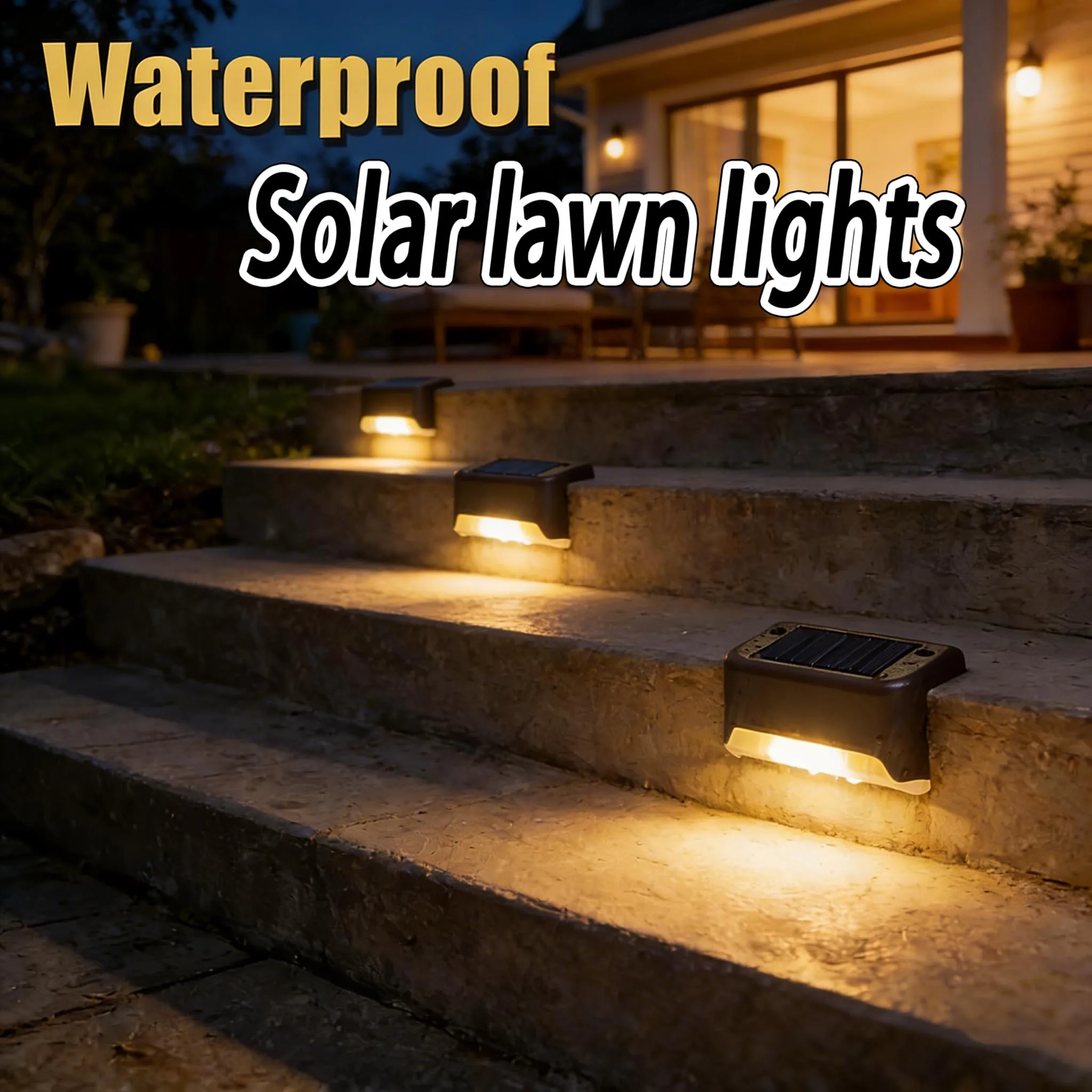 1-8PCS Warm White LED Solar Step Lights Outdoor Garden Path Stair Lights Waterproof Balcony Patio Fence Lighting Decoration