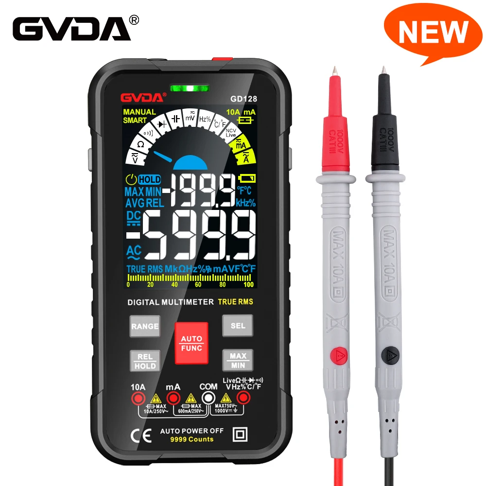 gvda smart auto faixa multimetro tester capacitancia digital true rms rel ohm hz ac dc 1000v 10a medidor de tensao novo 01