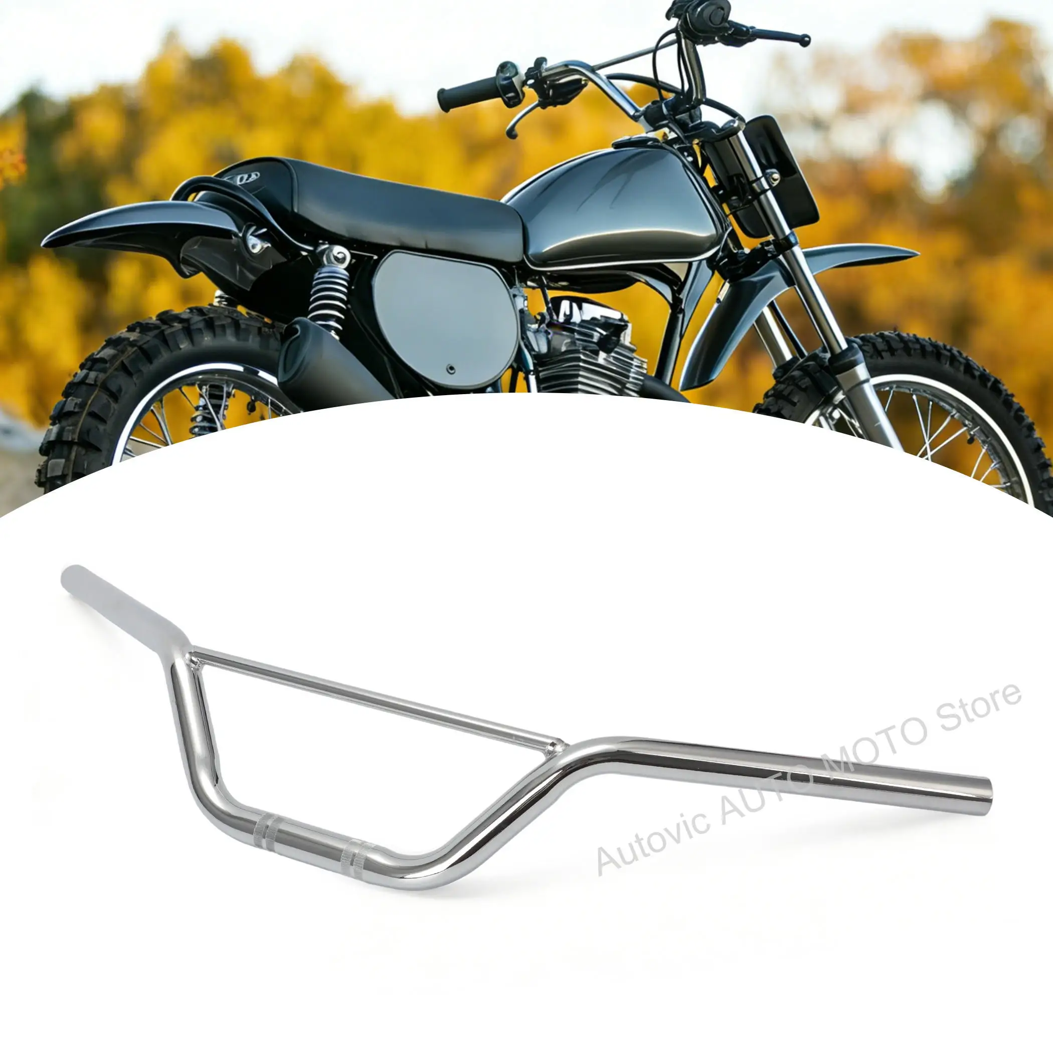Manillares Cromados Vintage para Motocicleta Honda XR75 XR 75 K0 K1 K2 K3 1973-1976, Barras de Acero 53100-116-000