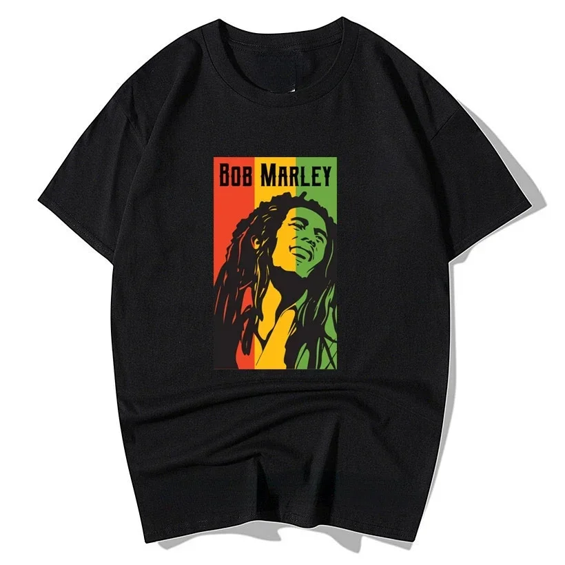 Estate Casual Streetwear Unisex Tee Ropa Hombre Bob Marley Rock Hip Hop T Shirt uomo abbigliamento moda Retro Graphic magliette