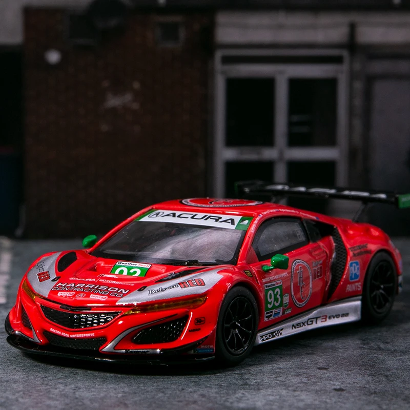 Voiture de sport Honda Acura NSX GT3 EVO22 en alliage moulé sous pression, modèle de simulation, jouets pour garçons, cadeaux d'anniversaire de vacances pour enfants, 1:64, #617