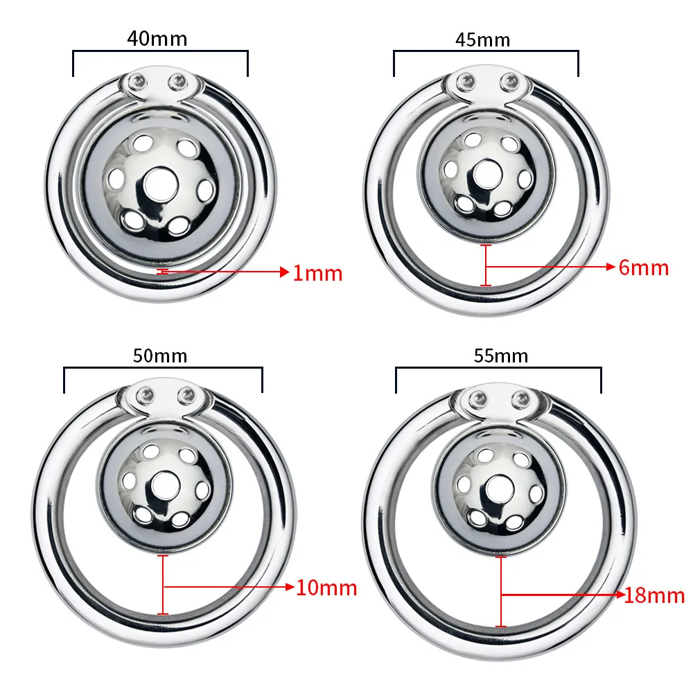 Gaiola de castidade em aço inoxidável para homem, Tampa do pote, Penis Cock Ring Lock, Guia oco, Cateter, Brinquedos sexuais para micção conveniente, Cateter