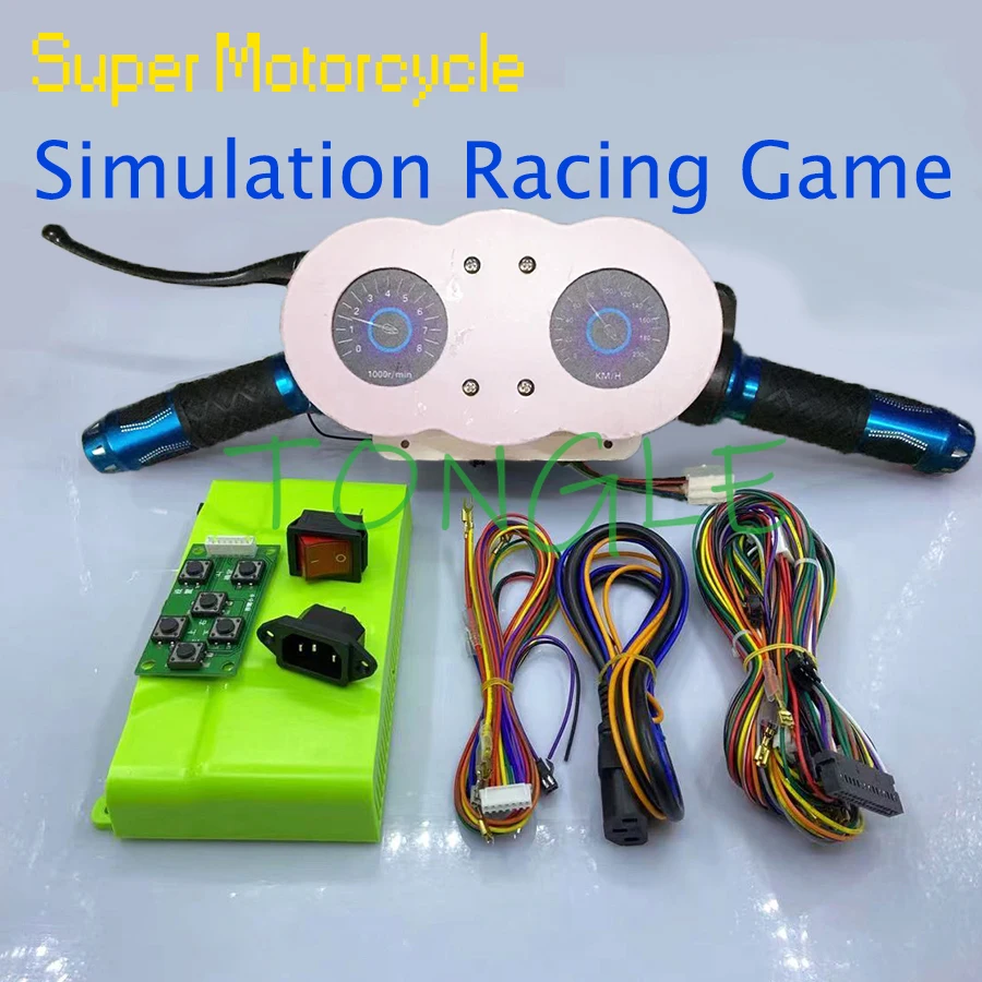 

Kids Simulator Motor Racing Game Main Board Kit Wire Setting Board Diy Assembly Coin Operated Arcade Motorcycle and Handlebar