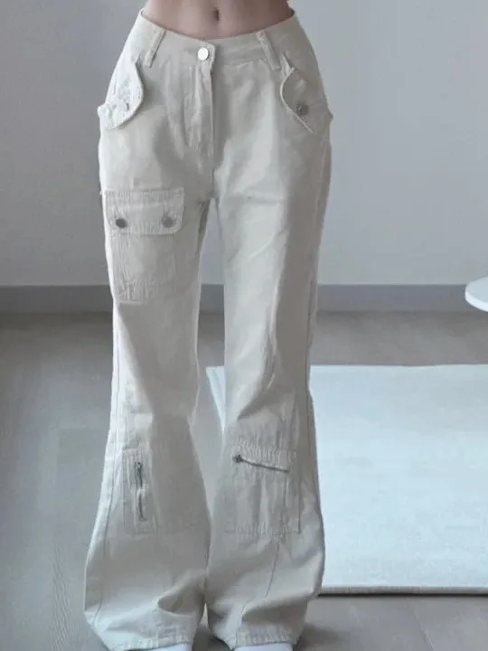 

Повседневные джинсы с высокой талией и широкими штанинами, женские модные утягивающие брюки для работы длиной до пола, брюки прямого кроя в корейском стиле