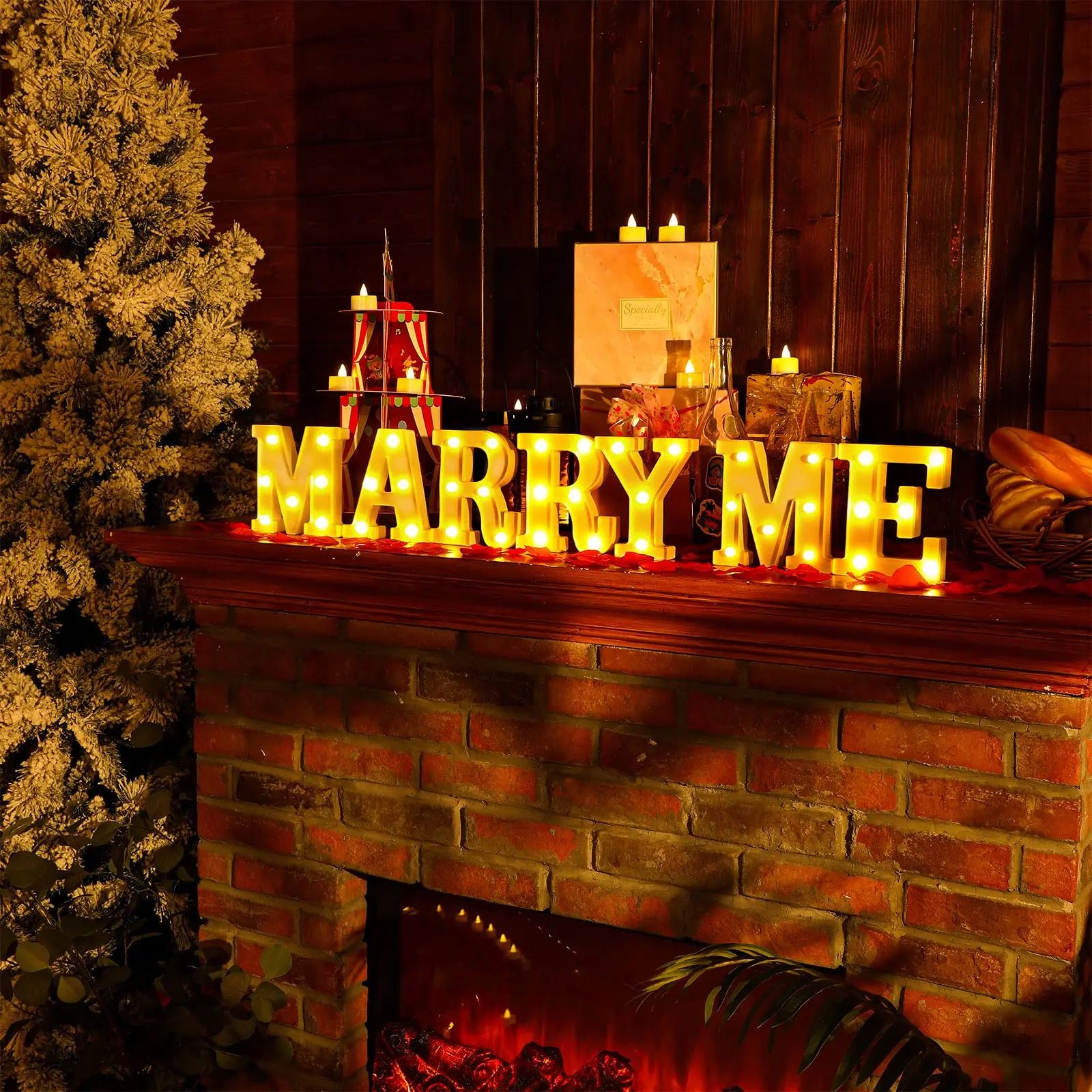 Marry Me Letters Proposal Decorations Will You Marry Me 2000 Rose Petals LED Candles for Valentine day Proposal Engagement
