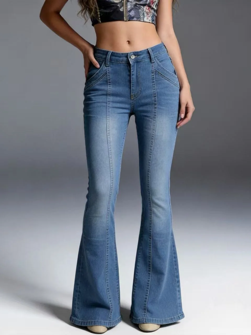 

Retro Low Rise Slim Fit Jeans Tall Slight Flare Denim Jeans Vintage Micro Flare Slim Jeans Women's Casual Denim Trousers