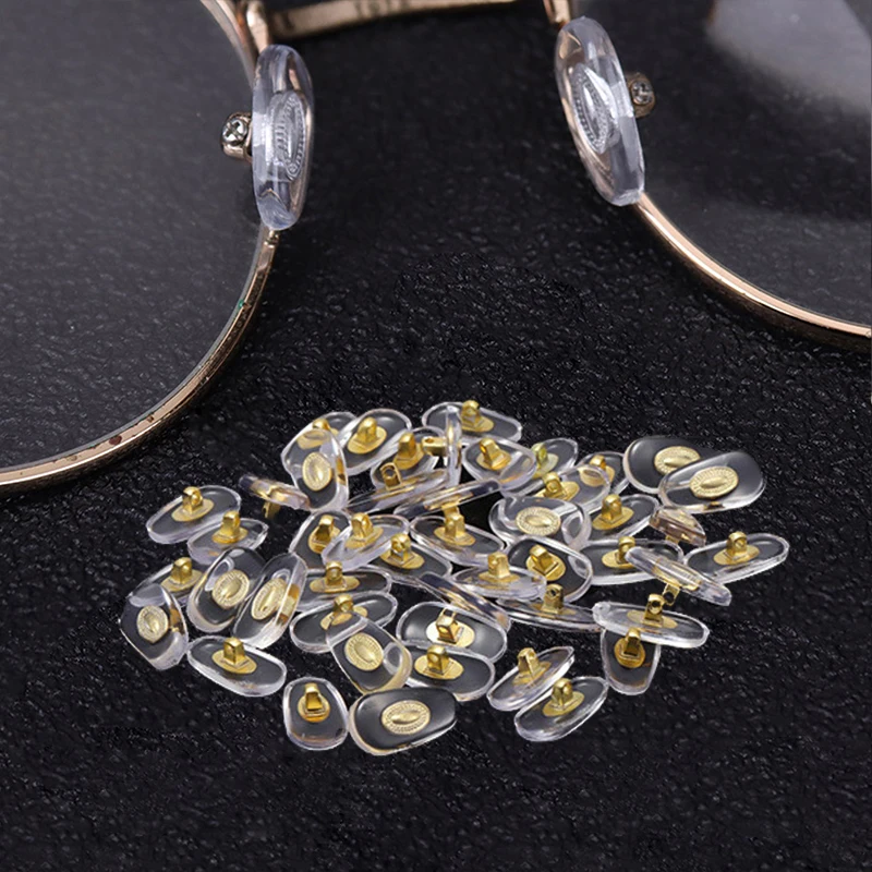 KAMMPT 10/20 Pairs Screw-in Eyeglasses Nose Pads with Metal Core High Quality Water Drop Shape Nose Brackets for DIY Replacement
