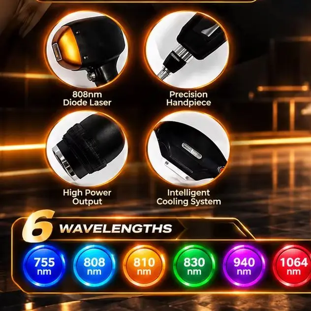 FAC 4 IN 1 Soprano Titanium Ice Platinum RF Diode 755NM 808NM 940NM 1064nm 6 Wave  ND:YAG Machine Painless Hair Removal Machine