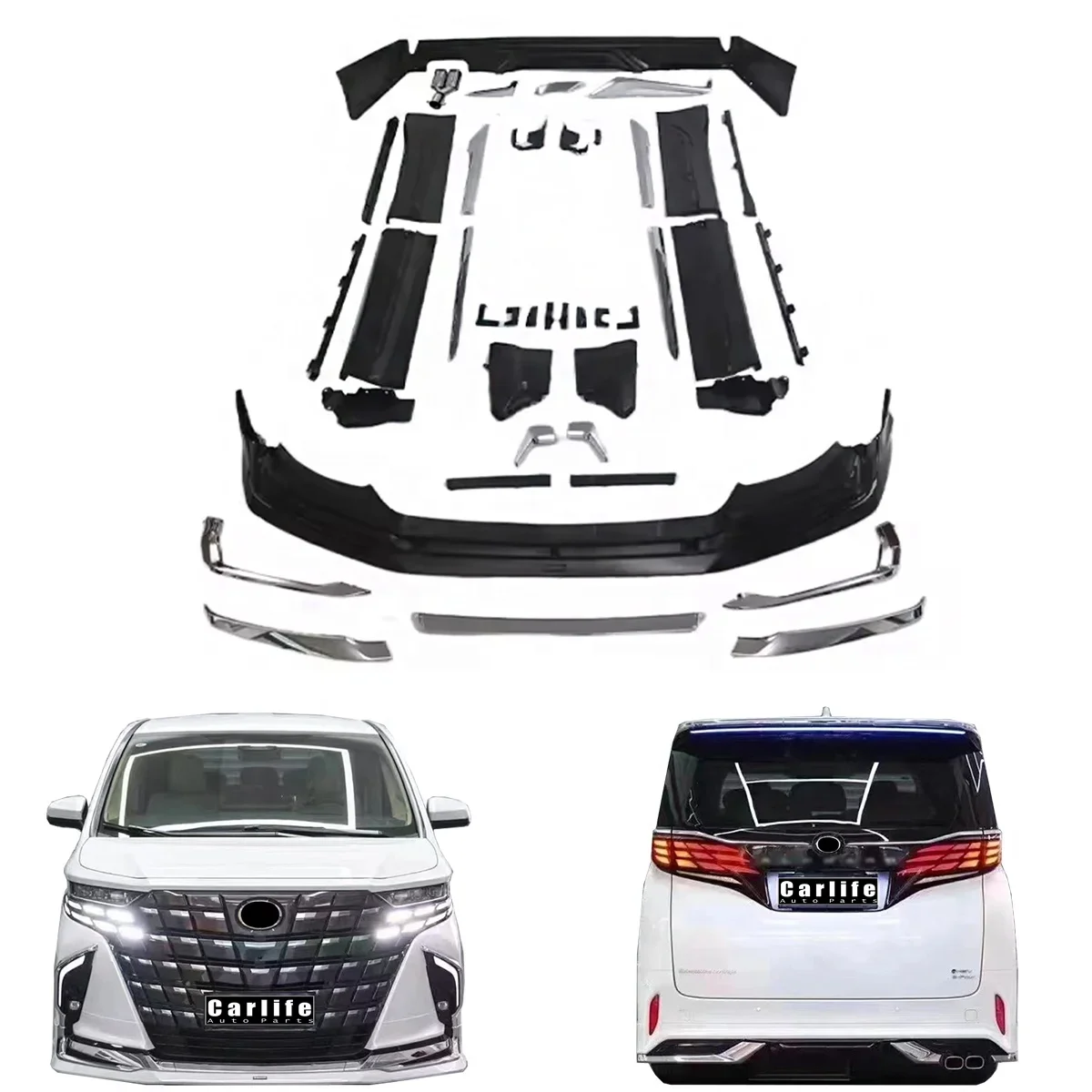 

Hot Sale Auto Parts Modellista Aero Kit For Toyota Alphard 2023 2024 40 series Upgrade Body Kit Front Lip Rear Lip Side Strips