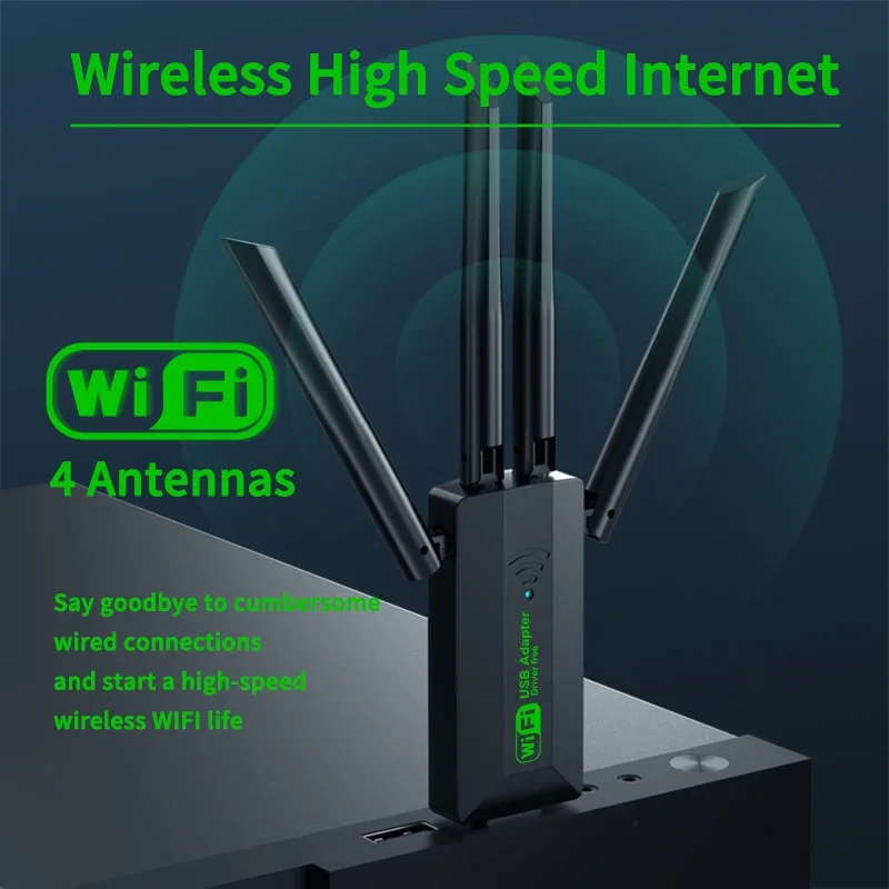 

Двухдиапазонный 1200 Мбит/с Wi-Fi USB-адаптер Беспроводной ключ 2,4G 5 ГГц с 4 антеннами Высокоскоростной приемник USB 3.0 802.11AC для ноутбука ПК
