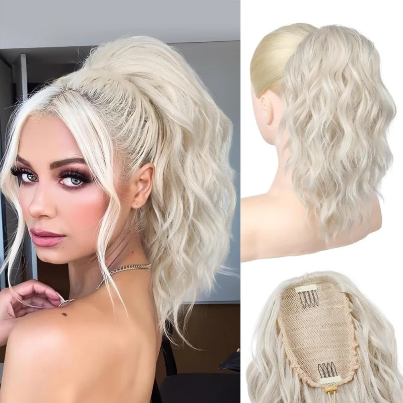 European and American style women's short curly hair deep wavy ponytail drawstring wig