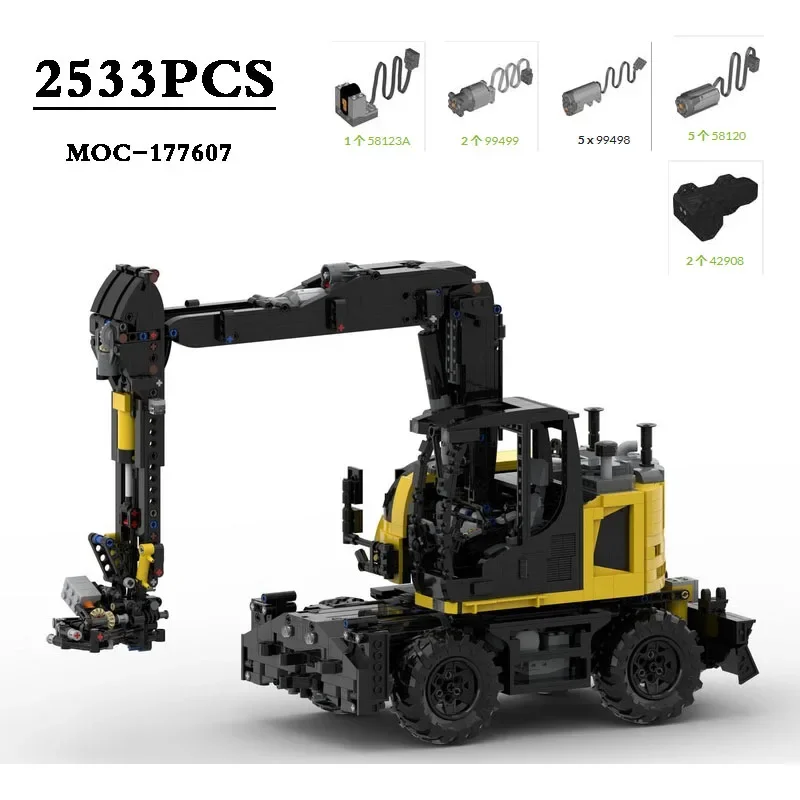 Excavator MOC-177607 - RC Device 918 Compact Excavator Toy Model Building Block Toy 2533PCS DIY Birthday Gift for Kids