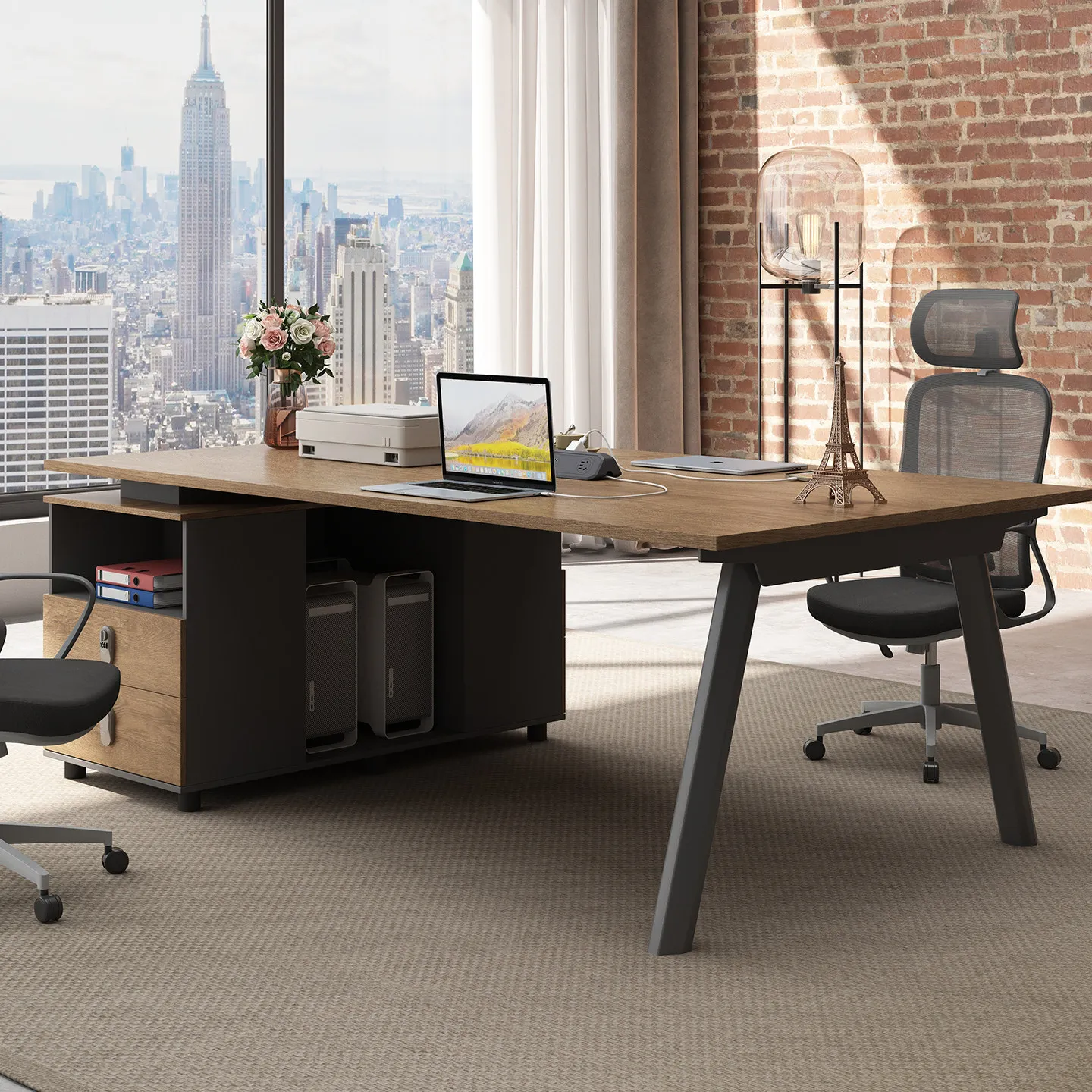 Solid wood desk double face-to-face office table and chair combination financial table simple modern boss table manager