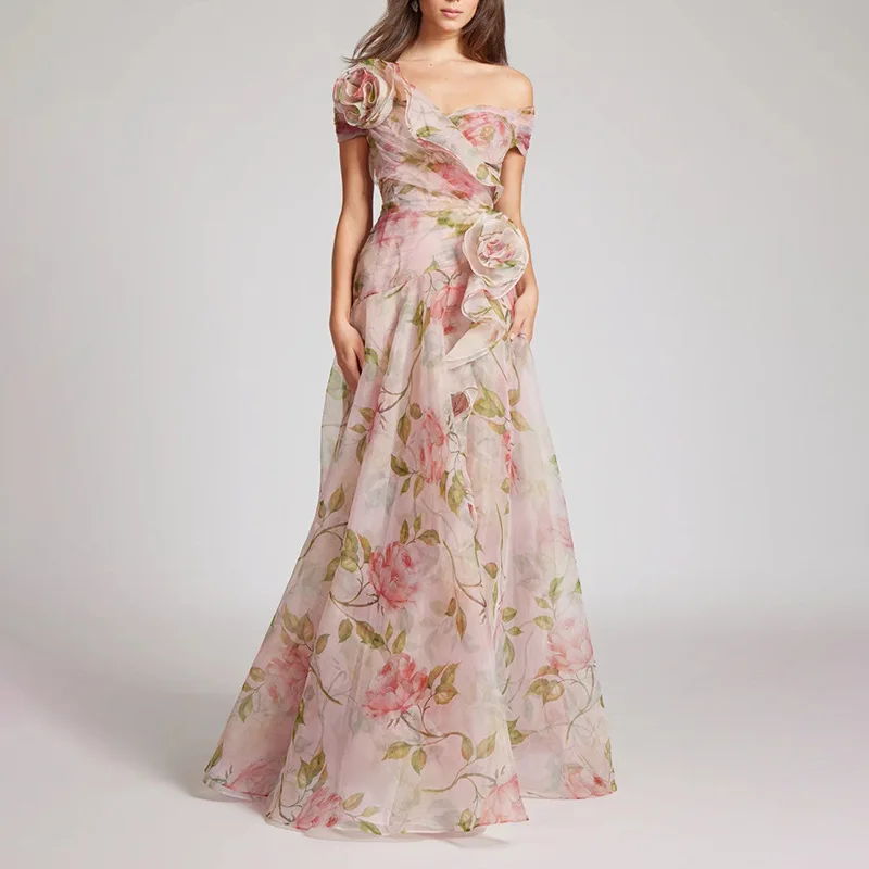 Fairy 3D Tieดอกไม้Drapedคุณภาพชุดสตรี 2025 ใหม่เก๋Fairycore Vคอเอวสูงสุภาพสตรีห้องพักช่วงวันหยุดBeach Robes