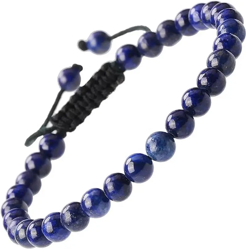 Natural Healing Power Gemstone Lapis Beads Unisex Adjustable Macrame Bracelets