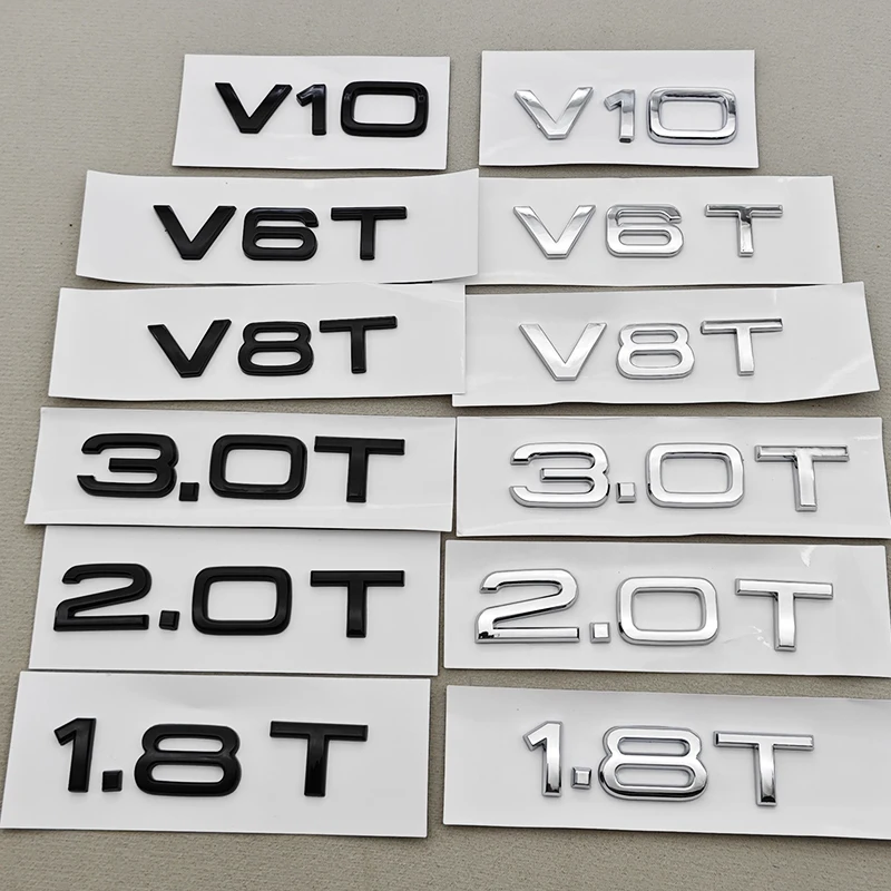 ثلاثية الأبعاد ABS رسائل السيارة الخلفي الجذع شارة V10 V6T 2.0T شعار ملصق شعار لأودي A4 A5 A6 A7 A8 Q/S/RS/SQ سلسلة اكسسوارات السيارات
