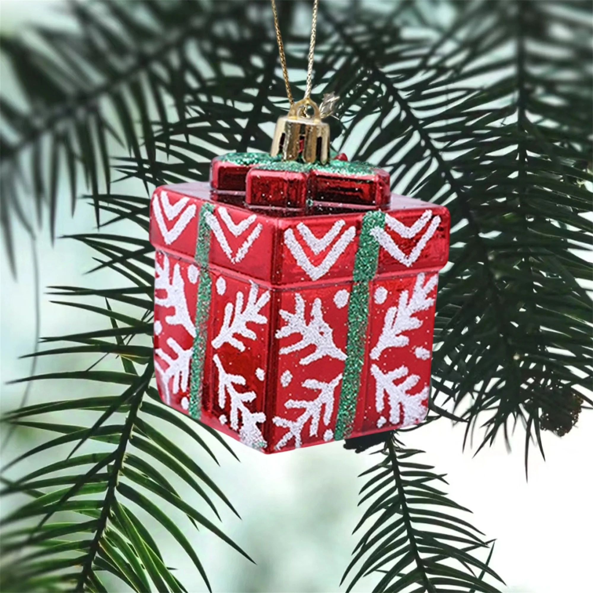 مجموعة من 4 صناديق هدايا لامعة لتزيين الأشجار وأحتفالات العطلات المنزلية