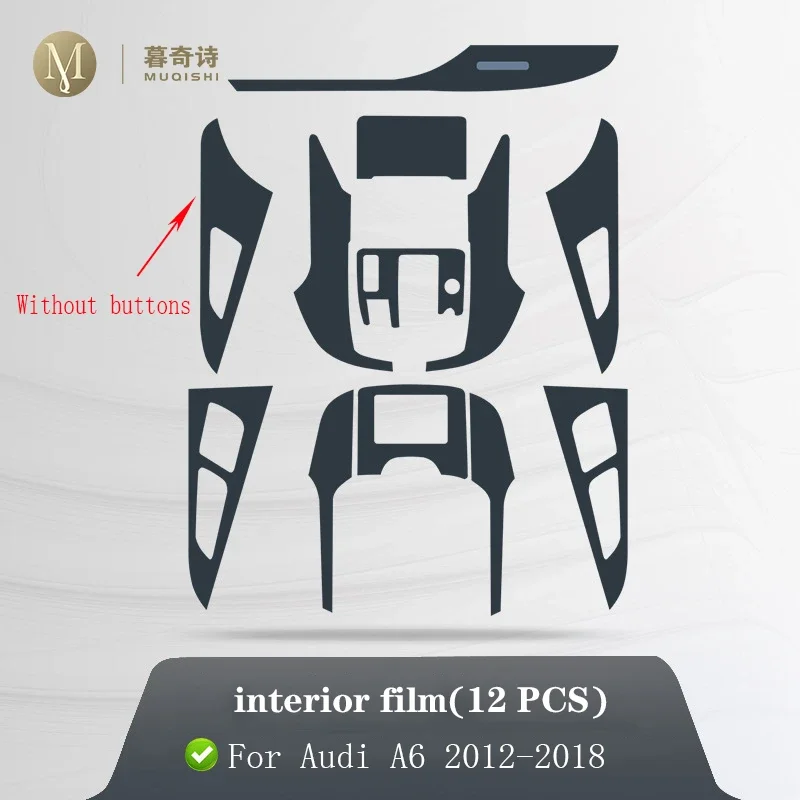 لأودي A6 S6 A7 C7 2012-2018Car الداخلية لوحة البيانو طبقة حماية بولي TPU شفافة ذاتية اللصق الطلاء فيلم المضادة للخدش PPF