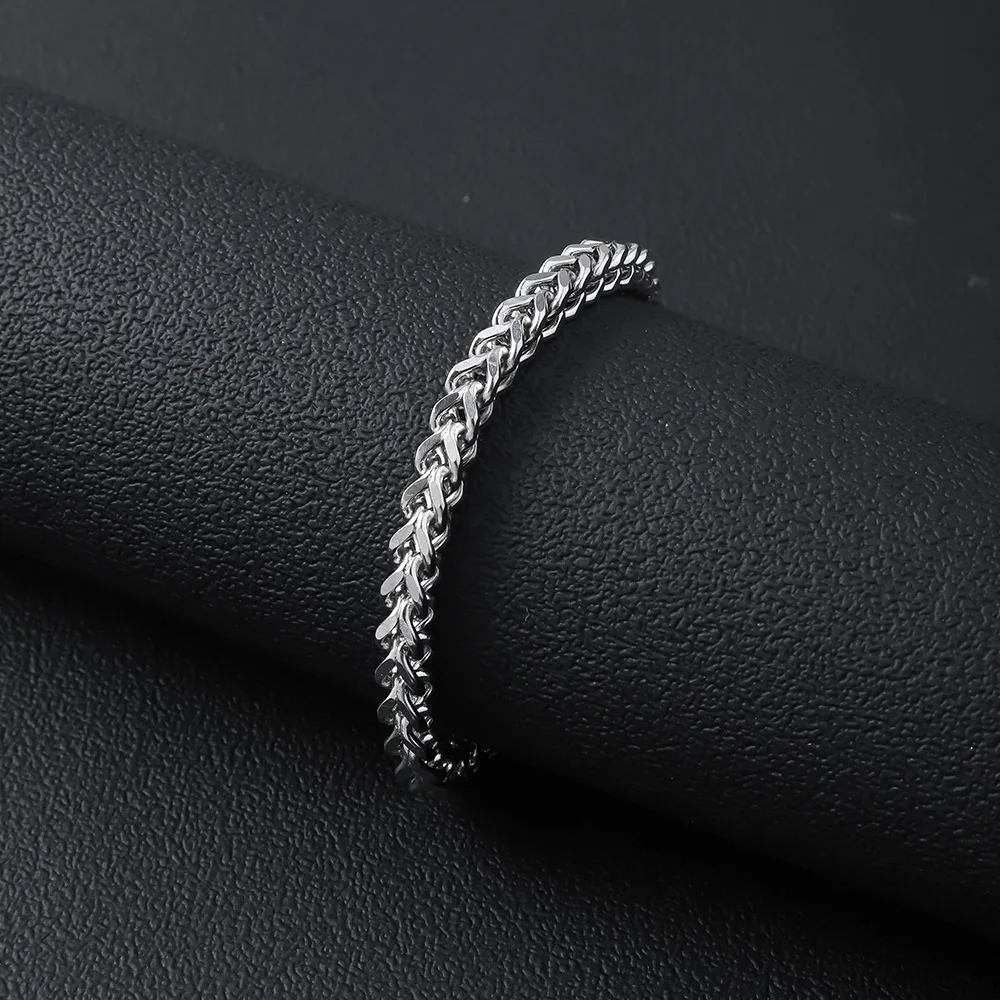 Double-Deck Stainless Steel Chain Fashion Domineering Dragon Bone Link Bracelet Retro Biker Punk Rock Bracelet for Men