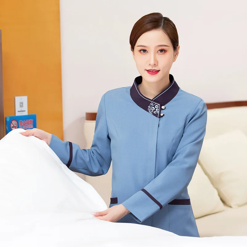 ホテルの部屋のクリーニング制服長袖秋冬衣装モールコミュニティプロパティクリーナー病院女性のクリーニング作業服
