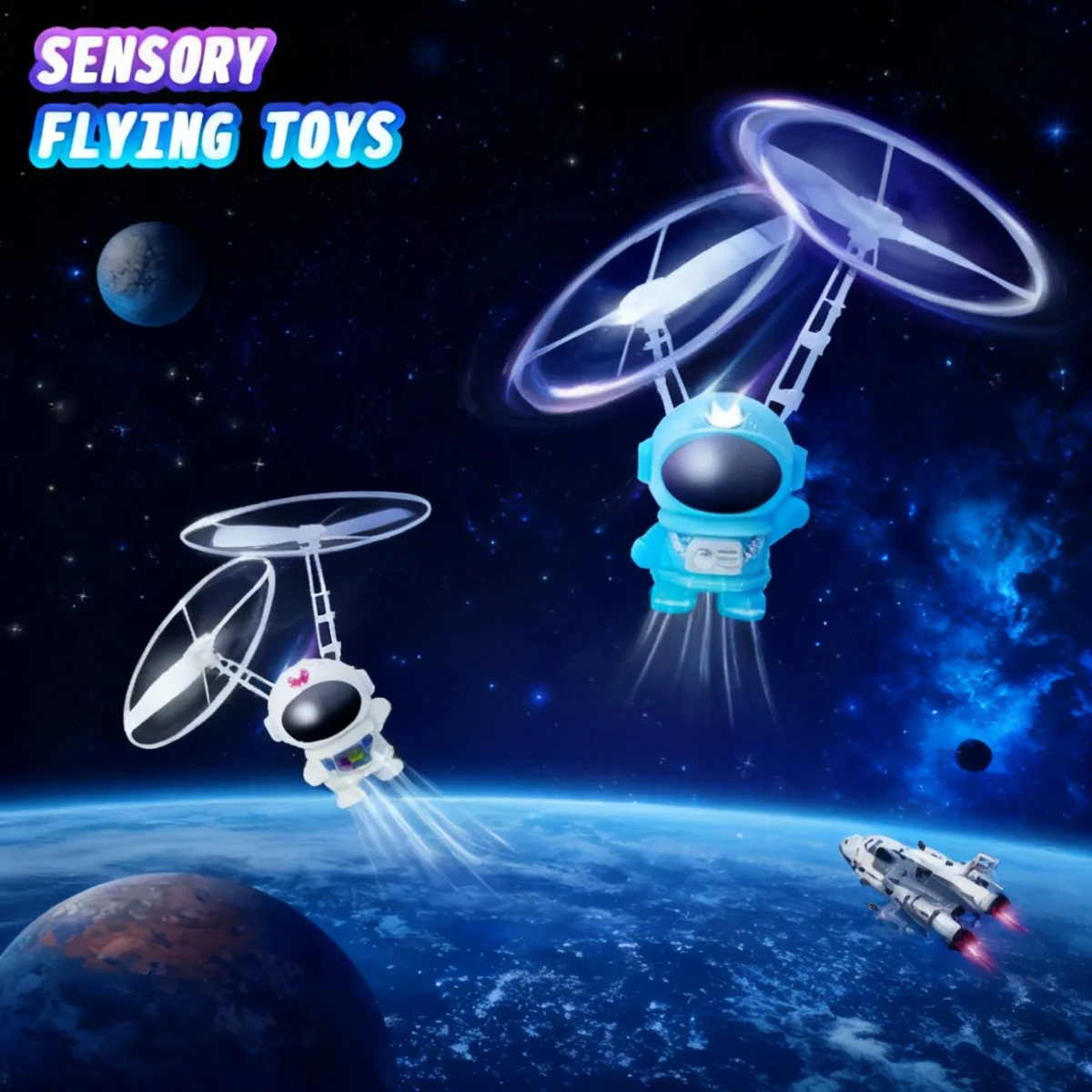 Robot volador luminoso levitante, avión de juguete de astronauta, Dron interactivo controlado a mano con luces, juguetes al aire libre para regalo de niños