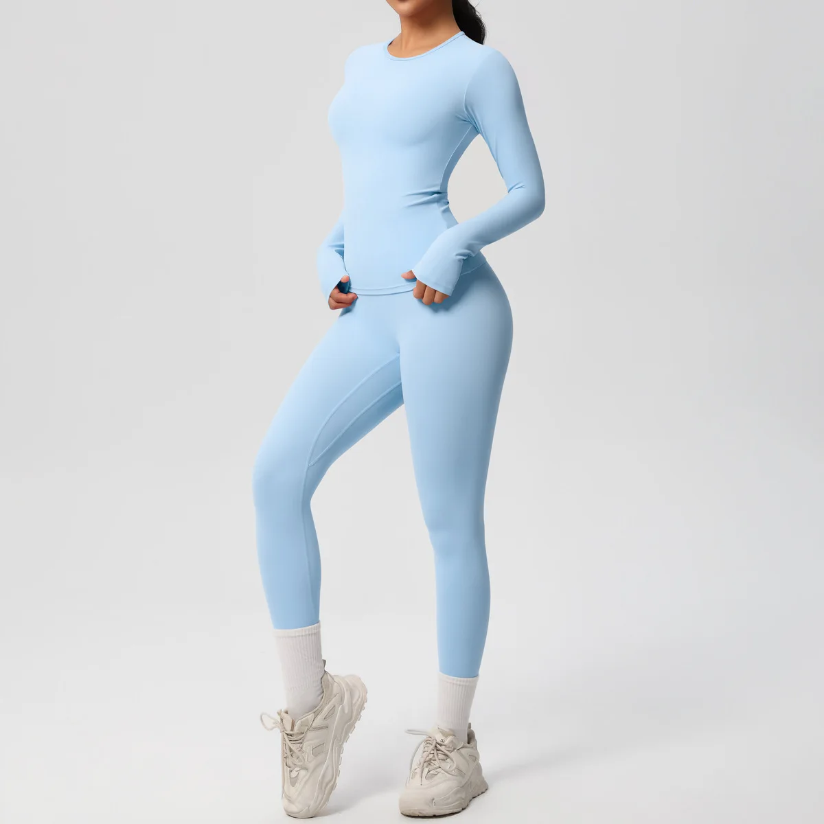 Yoga Shirts Women Long Sleeve Tops Fitness Running Gym Clothes Workout High Elastic Sports Athletic Crop Tops XP260 image 3