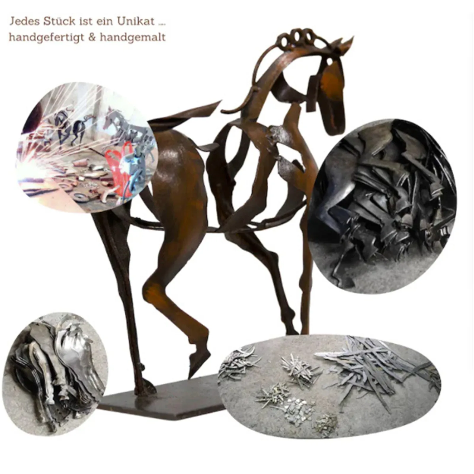 Metalen Driedimensionale Opengewerkte Adonis-Paardensculptuur Paardensculptuur-Adonis Desktop Decoratieve Ornamenten (Zonder Led)