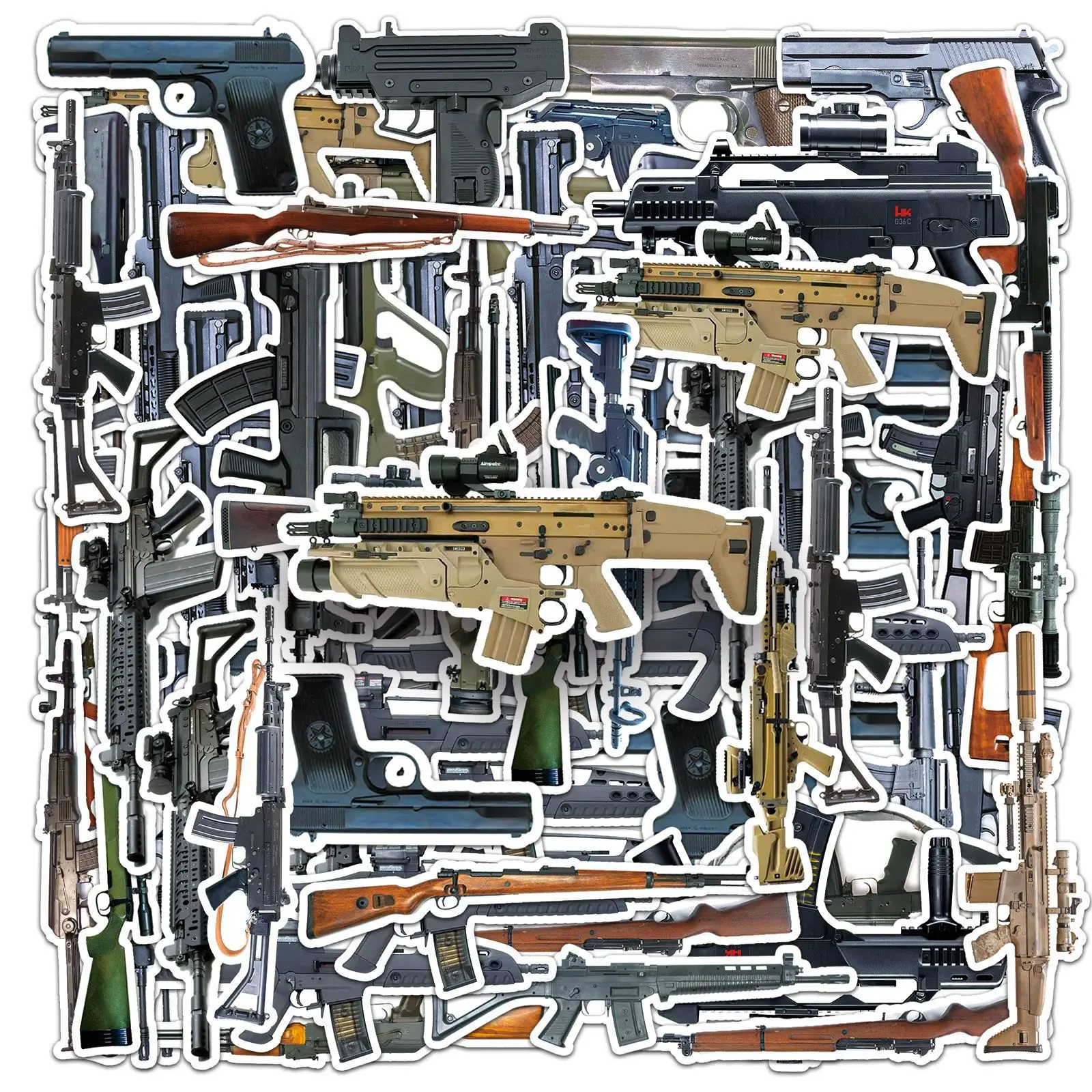 50 قطعة ملصقات الكرتون مضحك الأسلحة النارية الكتابة على الجدران الديكور DIY بها بنفسك اللعب حقيبة الثلاجة المحمول الغيتار سيارة دراجة سكيت الشارات