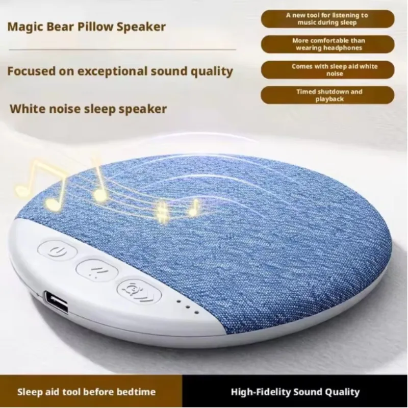 Bluetooth Pillow Speaker Wireless Sleep Music Player Under Pillow White Noise Machine 9D Stereo Timer Auto-Off for Insomnia