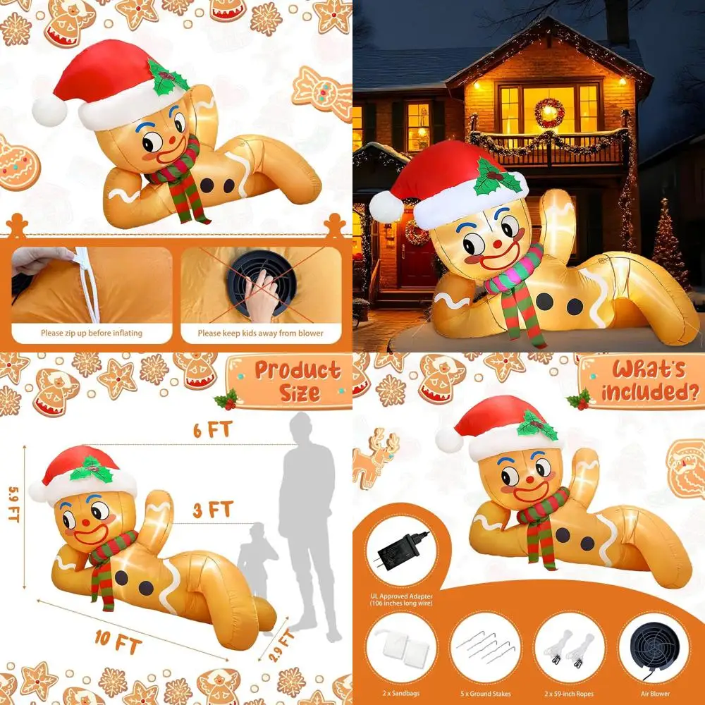 

Рождественские уличные надувные украшения: Колобок со светодиодной подсветкой для праздничного газона и сада