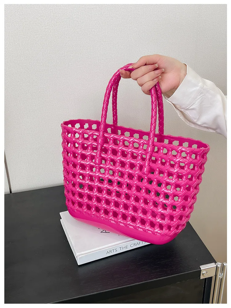 

2023 Internet celebrity new women's bag hollow woven portable vegetable basket bag daily vacation travel large capacity beach ba