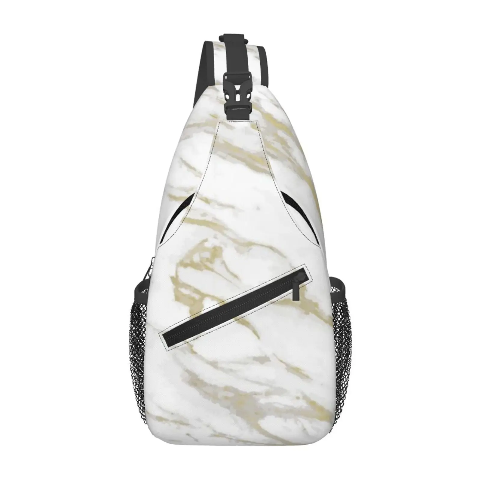 Texture Marble Print Sling Bag Casual Crossbody Backpack Travel Hiking Daypack Lightweight Chest Purse Fashion Shoulder Bags