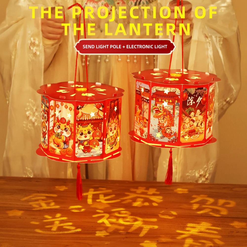 Red Chinese Festival Lantern Traditional Hand Made Paper Lanterns New Dragon Year Festival Lantern DIY Chinese For Home Holiday