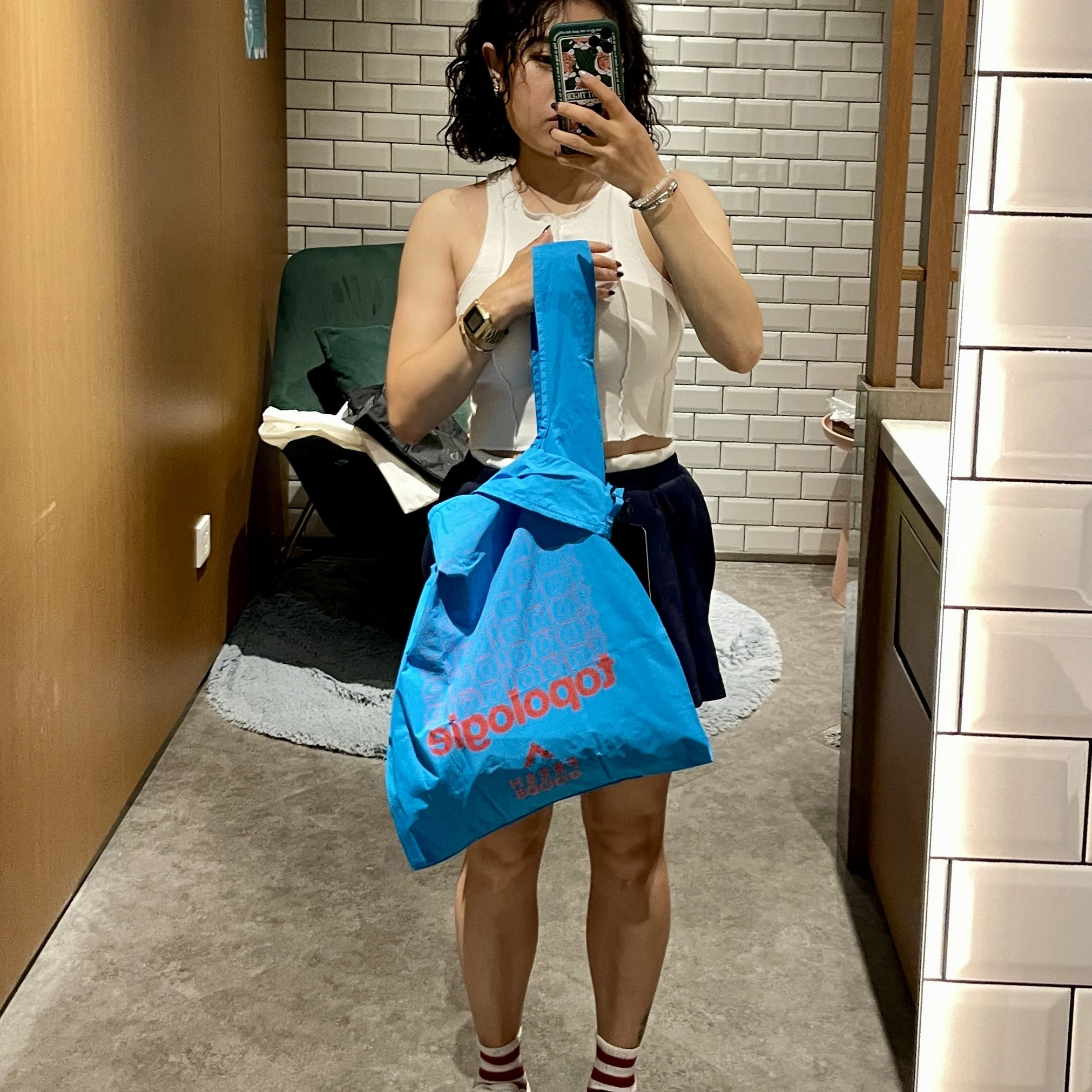 

Waterproof Dustproof Vehicle Printed Tote Bag Vest Bag op Bag Can Be Stored in Small Bag Commuting Nylon Cloth