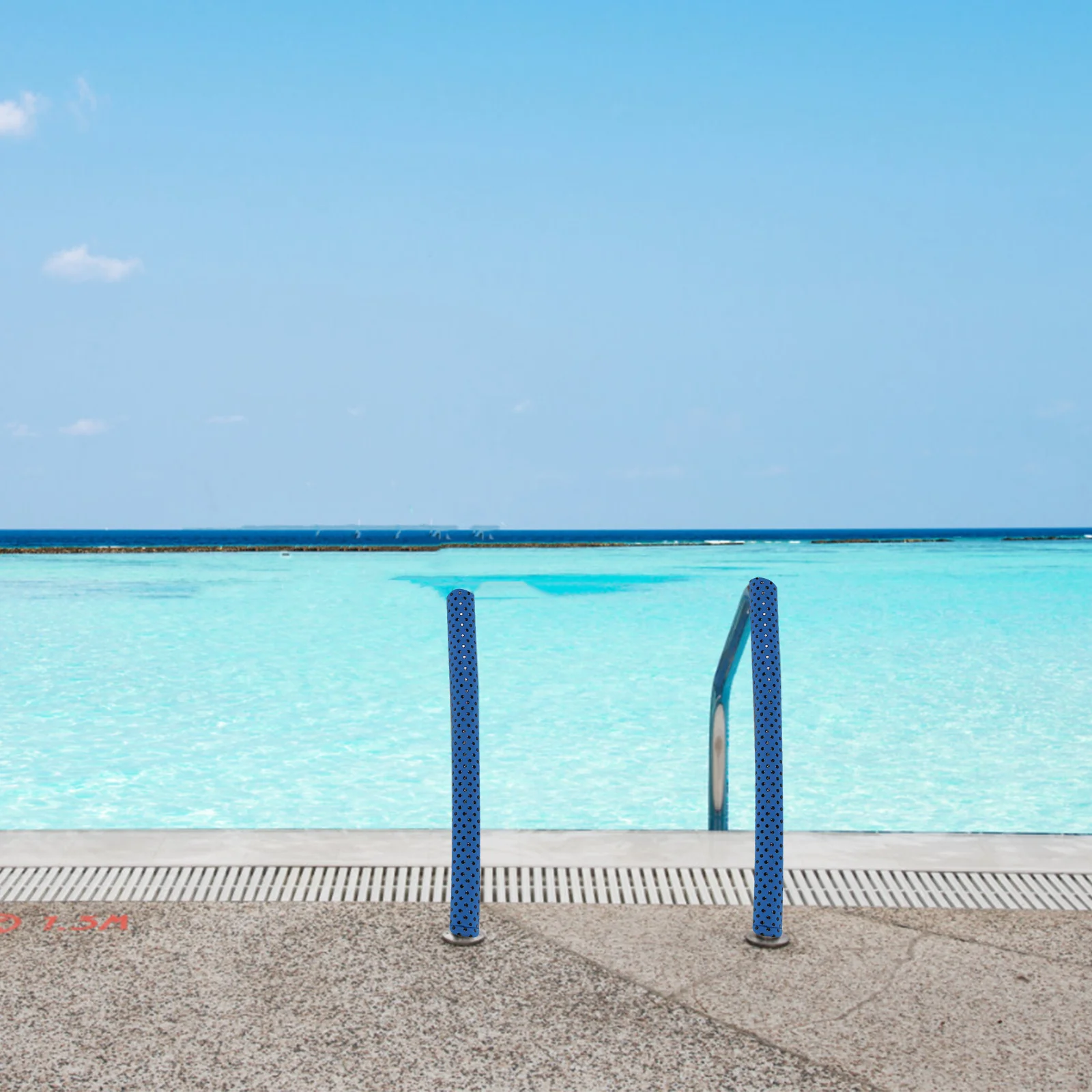 

Pool Handrail Grip Cover Stylish Blue Zippered Anti-Slip Sleeve for Swimming Inground Pool Railing Safety Covers Outdoor Use