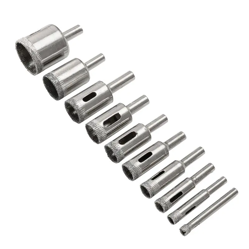 

WHOLESALE LOT Diamond Drill Bits Set, 10 PCS Diamond Hole Saw Set, Glass Drill Bit For Tile Porcelain Marble Granite Bot