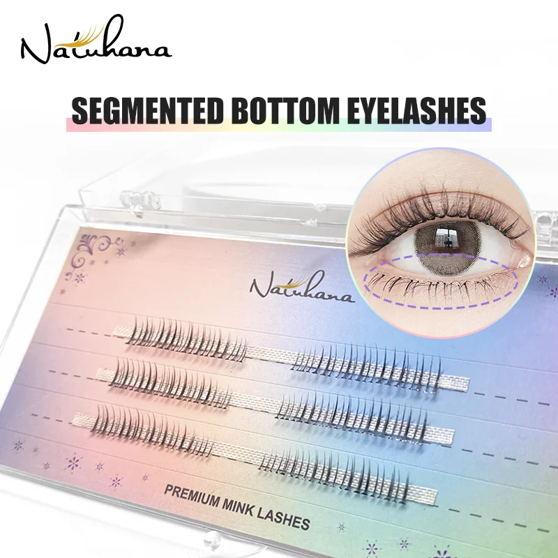 NATUHANA 6mm Lower Lashes J Curl Under False Eyelashes Individual Natural Short Mink Eyelash Extension Faux Cils Lashes Makeup